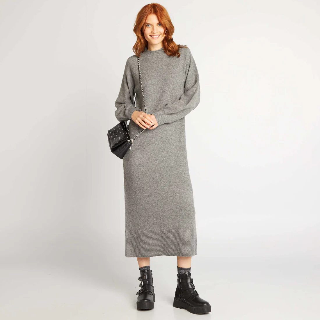 midi sweater dress-grey